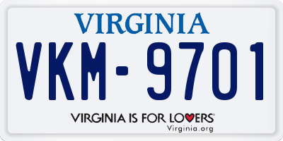 VA license plate VKM9701