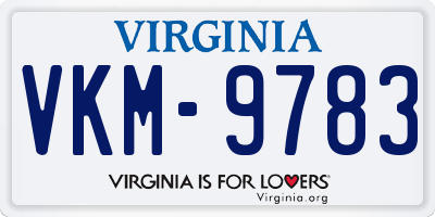 VA license plate VKM9783