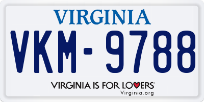 VA license plate VKM9788