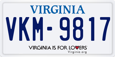 VA license plate VKM9817