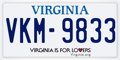 VA license plate VKM9833