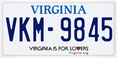 VA license plate VKM9845