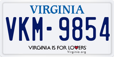VA license plate VKM9854