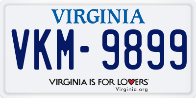 VA license plate VKM9899