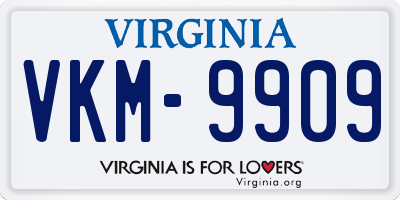 VA license plate VKM9909