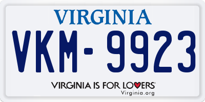 VA license plate VKM9923