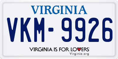 VA license plate VKM9926