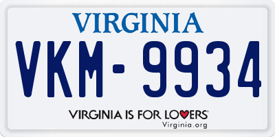 VA license plate VKM9934