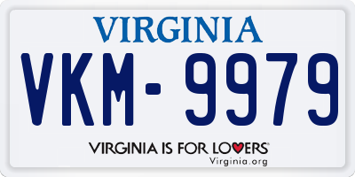 VA license plate VKM9979
