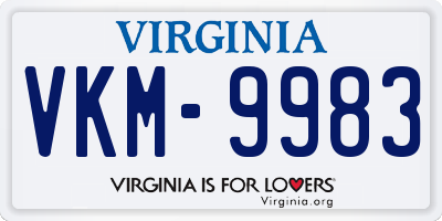VA license plate VKM9983