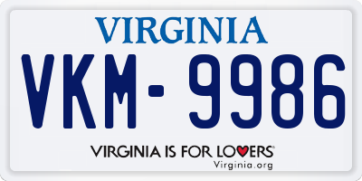VA license plate VKM9986