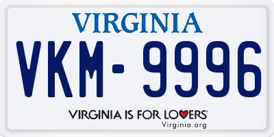 VA license plate VKM9996