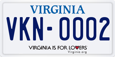 VA license plate VKN0002