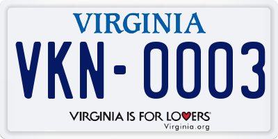 VA license plate VKN0003