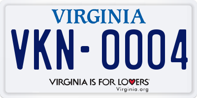 VA license plate VKN0004