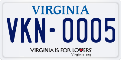 VA license plate VKN0005