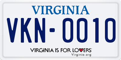 VA license plate VKN0010