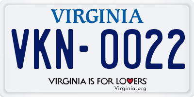 VA license plate VKN0022