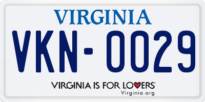 VA license plate VKN0029