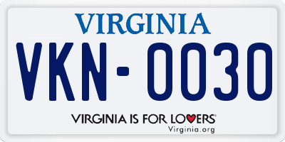 VA license plate VKN0030