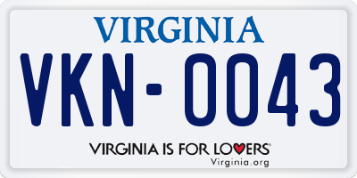 VA license plate VKN0043