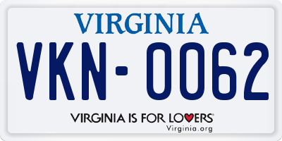 VA license plate VKN0062