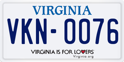 VA license plate VKN0076