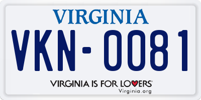VA license plate VKN0081