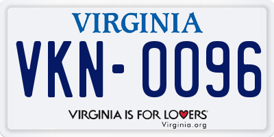 VA license plate VKN0096