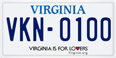 VA license plate VKN0100