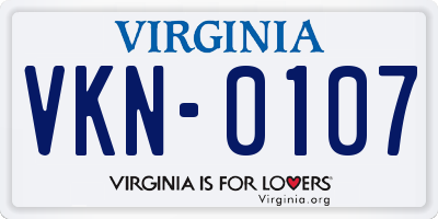 VA license plate VKN0107