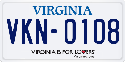 VA license plate VKN0108