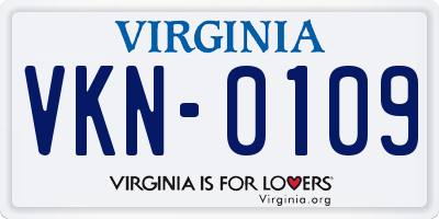 VA license plate VKN0109