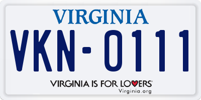 VA license plate VKN0111