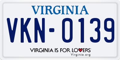 VA license plate VKN0139