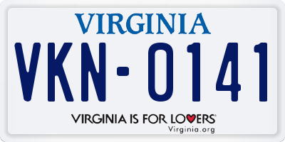 VA license plate VKN0141