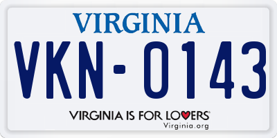 VA license plate VKN0143