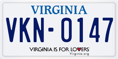 VA license plate VKN0147