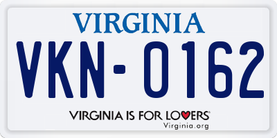 VA license plate VKN0162