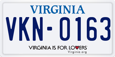 VA license plate VKN0163