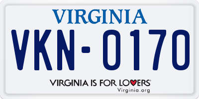 VA license plate VKN0170