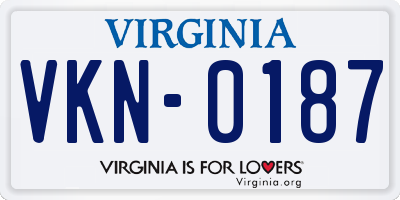 VA license plate VKN0187