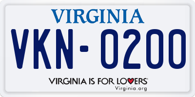 VA license plate VKN0200