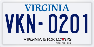 VA license plate VKN0201
