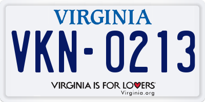 VA license plate VKN0213
