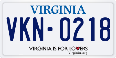 VA license plate VKN0218