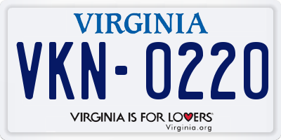 VA license plate VKN0220