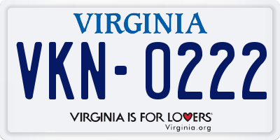 VA license plate VKN0222