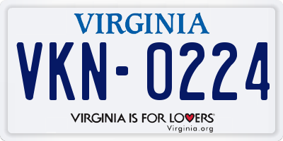 VA license plate VKN0224
