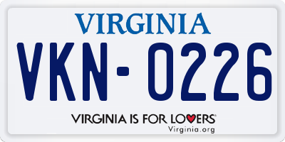 VA license plate VKN0226